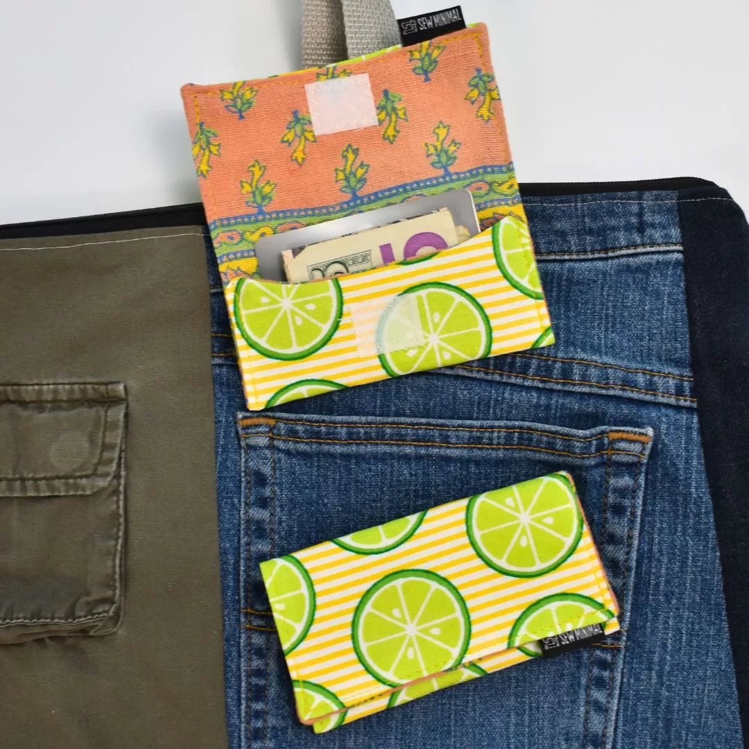 fruit limes card carrier green pink yellow